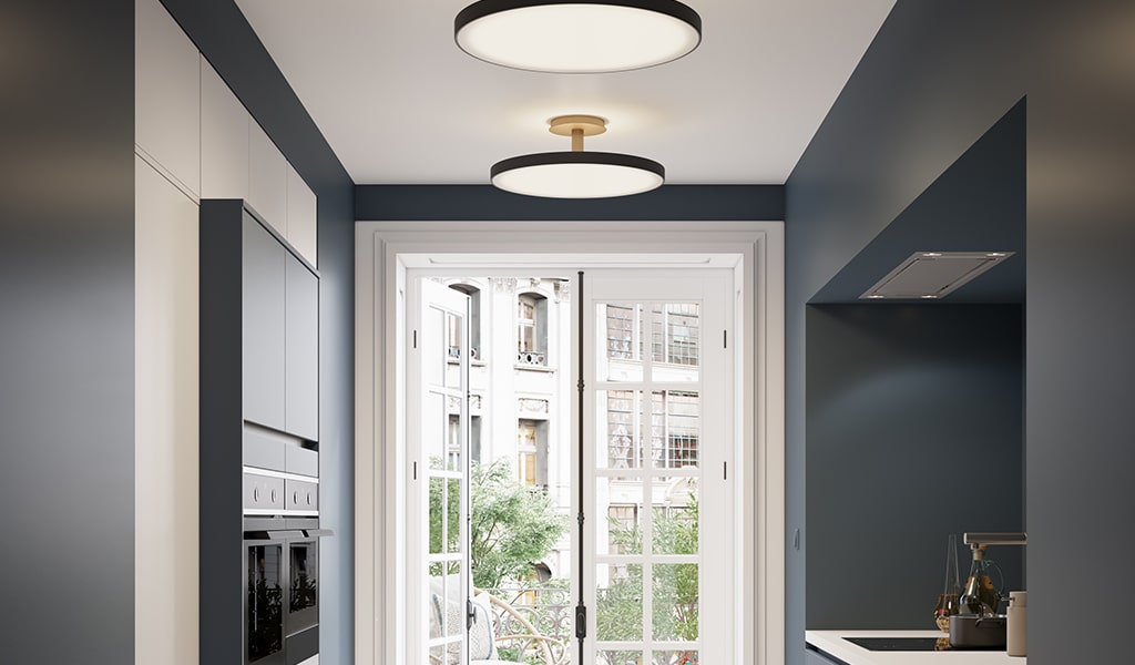 Plafonnier dans une cuisine